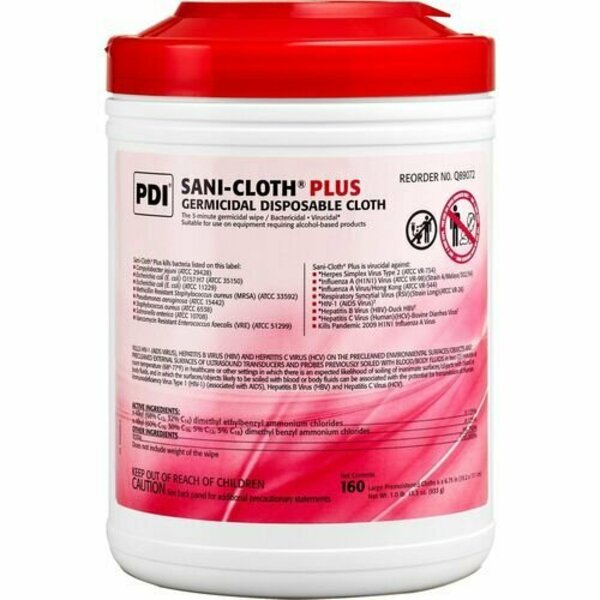 Pdi Hc Cleaning Wipes, Germicidal, Large, 6inx6-3/4in, 160 Wipes PDIQ89072